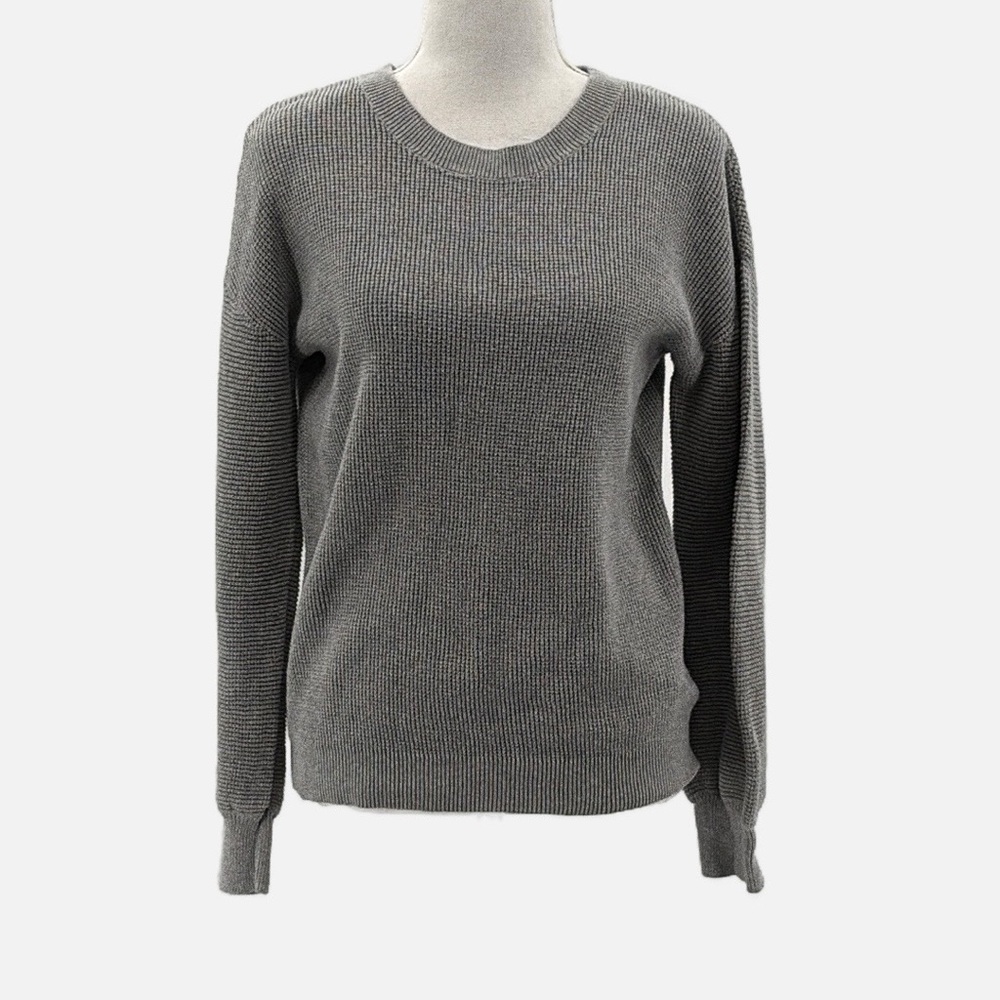 J. Society Cotton Drop Shoulder Thermal Knit Top in Gray - Size Small